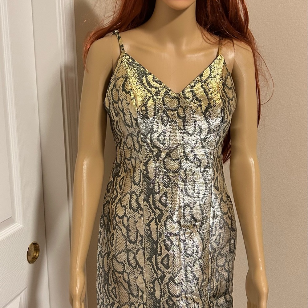 Snake Print Metallic Dress Party Cocktail Dress